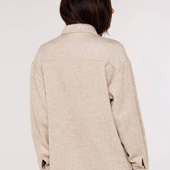 NWT - Apricot Herringbone Cream/Tan Twill Shacket - Picture 4 of 5